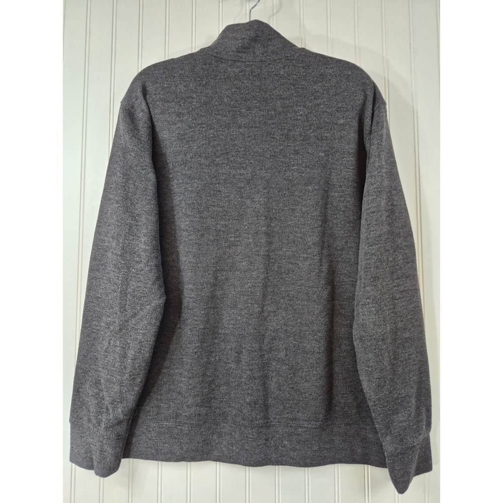Lands End Mens Quarter Zip Pullover Sweater Gray Heather L 42-44 Cotton Blend - Picture 2 of 10